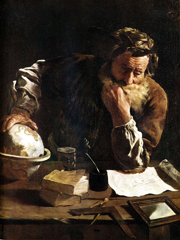 Доменико Фетти. Архимед размышляет. 1620 год. Картина из Галереи старых мастеров, Дрезден. Фото с сайта archimedes2.mpiwg-berlin.mpg.de